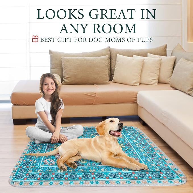 Homimp Washable Pee Pads for Dogs, 2 Pack Reusable Puppy Pads Waterproof, Absorbent and Leakproof Dog Pee Pads, Non Slip Puppy Training Pads, Pet Mat for Floor,Crate,Couch,Whelping,Blue, 36"x48" - Image 5