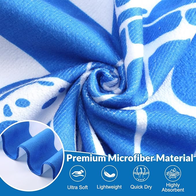 Frienda 4 Pack Microfiber Oversized Lightweight Beach Towel 71x32 in for Women Men Microfiber Quick Dry Sand Free Ocean Coastal Towels for Beach Pool Travel (Blue and White Stripes) - Image 3