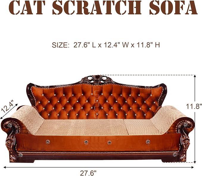 COOZMENT Sofa-Shaped Cat Scratching Couch & Lounge Bed - Thick Cardboard Cat Scratcher Pad (27.6" L x 12.4" W x 11.8" H) - Image 2