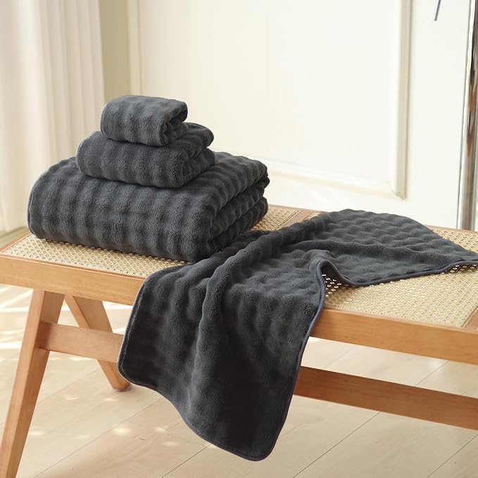 Bath Sheets 40x80 Inches Microfiber Extra Large BathTowels Super Soft Absorbent Quickly Dry Shower Towels for Bathroom (Charcoal Grey, PK 2) - Image 4
