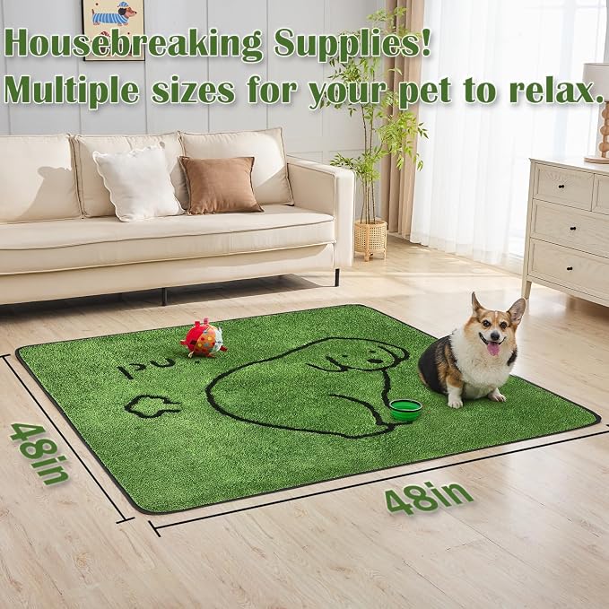 Qeils Reusable Puppy Pads , Washable Pee Pads for Dogs 48" x 48" 2 Pack | Super Absorbent & Leakproof Potty Training Pads, Plush Grass-Look With Non-Slip Backing For Crates, Playpens & Small Pets - Image 3