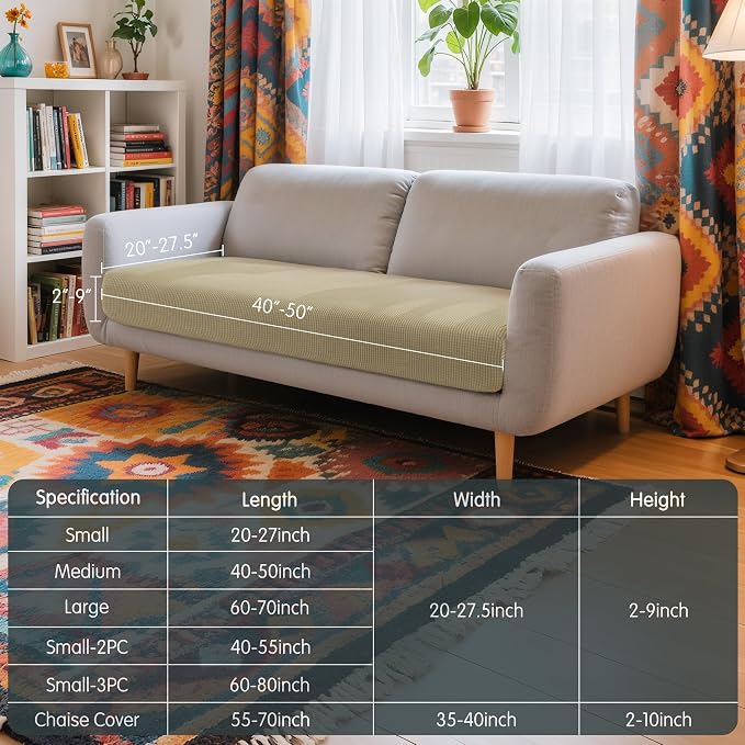 Hokway Couch Cushion Covers Stretch Cushion Covers Sofa Seat Cushion Slipcover Cushion Protector(Sand, Medium) - Image 3
