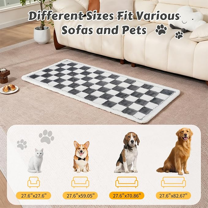 Pet Couch Cover for Dogs & Cats, Soft Flannel Non-Slip Couch Sofa Cover Protector, Dog Bed Sleeping Mat, Washable Reversible Anti-Slip Dog Bed for Small Medium Large Pets(27.6X70.86, Grey) - Image 3