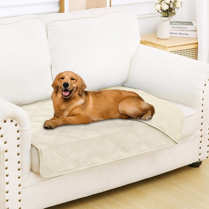 Smiry Waterproof Dog Bed Cover, Reversible Pet Blanket for Sofa Couch | Soft Washable Dog Blanket, Leakproof Couch Cover for Dogs Cats & Furniture Protection, 30x53, Beige/Beige by Smiry
