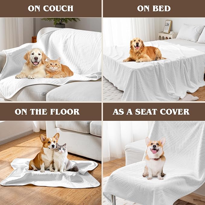 Waterproof Recliner Chair Cover - Washable Double-Sided Velvet and Pattern Reversible Cover for Couch, Bed, Car and Sofa Protection for Dogs (30x40in/White） - Image 4
