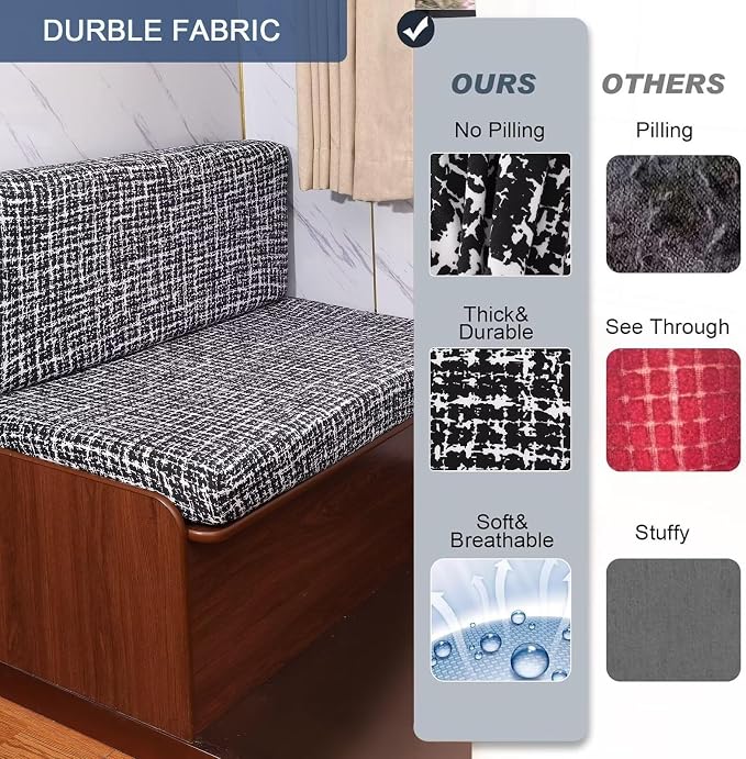 NILUOH RV Dinette Cushion Covers,Stretch Camper Cushion Slipcovers Replacement Sofa Cushions Washable Loveseat Slipcovers for Travel Trailer Couch (2 Bench Cover & 2 Backrest Cover, Color27) - Image 4