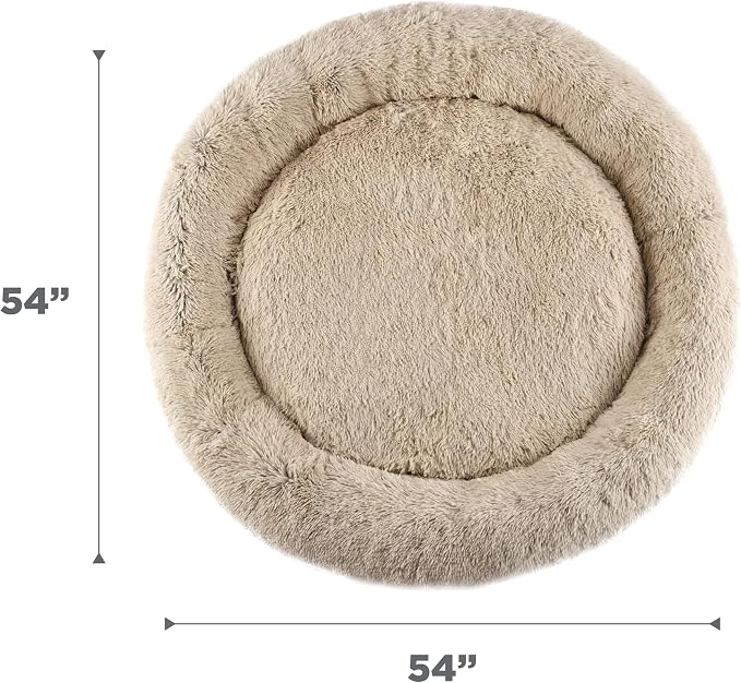 Best Friends by Sheri The Original Calming Donut Dog Bed – Washable Plush Pet Bed for XXL Breeds up to 210 lbs, Shag Faux Fur, Taupe, XXL (54" x 54") - Image 9