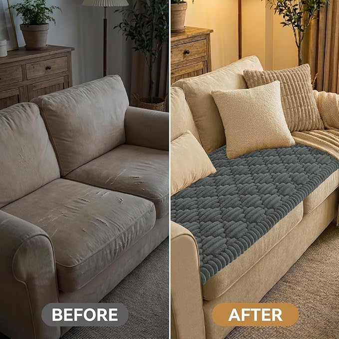 Smiry Couch Cover for Dogs Washable, Non Slip Fuzzy Pet Sofa Protector | Soft Thick Furniture Cover for Sofa, Loveseat and Sectional, Scratch & Pet Hair Resistant (Dark Grey, 27.6" x 59") - Image 7