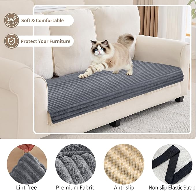100% Waterproof Couch Covers for Dogs, 35"×59" Washable Couch Cover, Non Slip Sectional Couch Covers for 3 Cushion Sofa Cover Pet Friendly, Cat and Dog Couch Bed Cover- Dark Gray - Image 4
