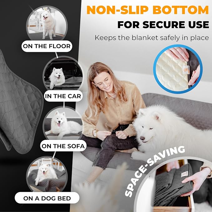 Waterproof Dog Blanket for Couch – Pet Hair Resistant Sofa Protector - Non Slip Dog Couch Cover - Washable Waterproof Pet Blanket for Sofa Bed Car - Reversible Dog Blanket for Couch Protection - Image 3