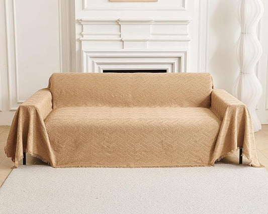 AIVIA Couch Cover Sheet Blanket, Oversized Covers for 3 Cushion Sofa, Large Furniture Decoration Slipcovers, L-Shape U-Shaped Sectional Protector for Cats Dogs Pets (Khaki, 71” x 118”) by AIVIAChairCouchSofaCoverThrowBlanket