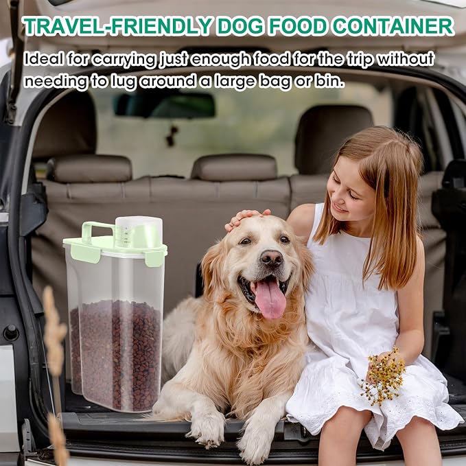 TBMax Cat Dog Food Storage Container 5 to 7 lbs, Secondary Pet Food Storage Beyond a Large Dog Food Bin for Daily Use, Easy-Pouring Bird Seed Dispenser, Travel Kibble Container for Outdoor-Light Green - Image 5