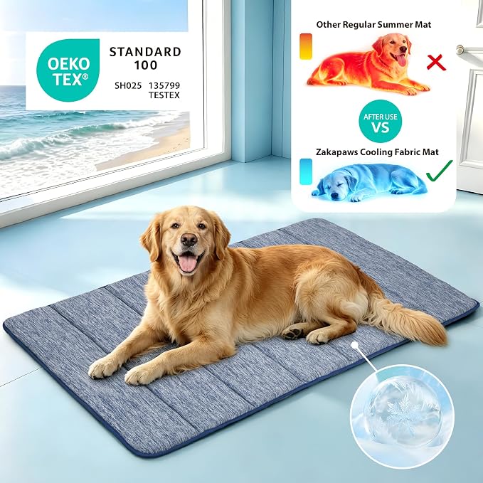 Dog Cooling Mat for Large Dogs – 30"x20" Orthopedic Memory Foam Pad for Summer, Hot Weather & Joint Relief | Washable, Non-Slip Crate Mat for Senior Dogs, Travel & Home (Wander Blue) - Image 2