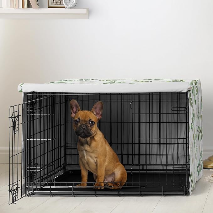 Sweet Jojo Designs 30in. Small/Medium Dog Crate Cover (Green Boho Floral Leaf) Pet Cage, Kennel Covers (Bohemian, Watercolor, Botanical, Flower, Woodland, Tropical, Garden, Nature, Neutral, Sage) - Image 2