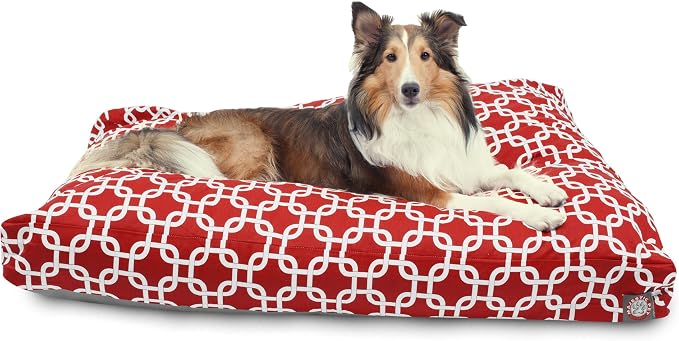Red Links Large Rectangle Indoor Outdoor Pet Dog Bed With Removable Washable Cover By Majestic Pet Products by MajesticPet
