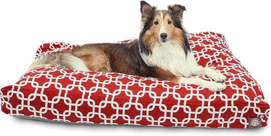 Red Links Large Rectangle Indoor Outdoor Pet Dog Bed With Removable Washable Cover By Majestic Pet Products by MajesticPet