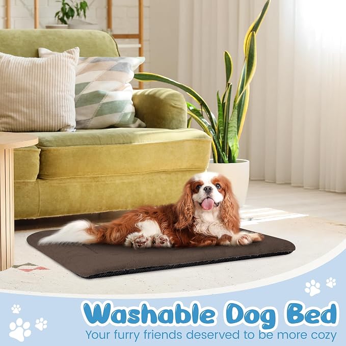 Dog Crate Pad 36 Inch, Washable Plush Crate Mat for Medium Dogs, Non Slip Kennel Pad for Metal Wire Crates, Cushioned Support for Indoor Use, Brown - Image 6