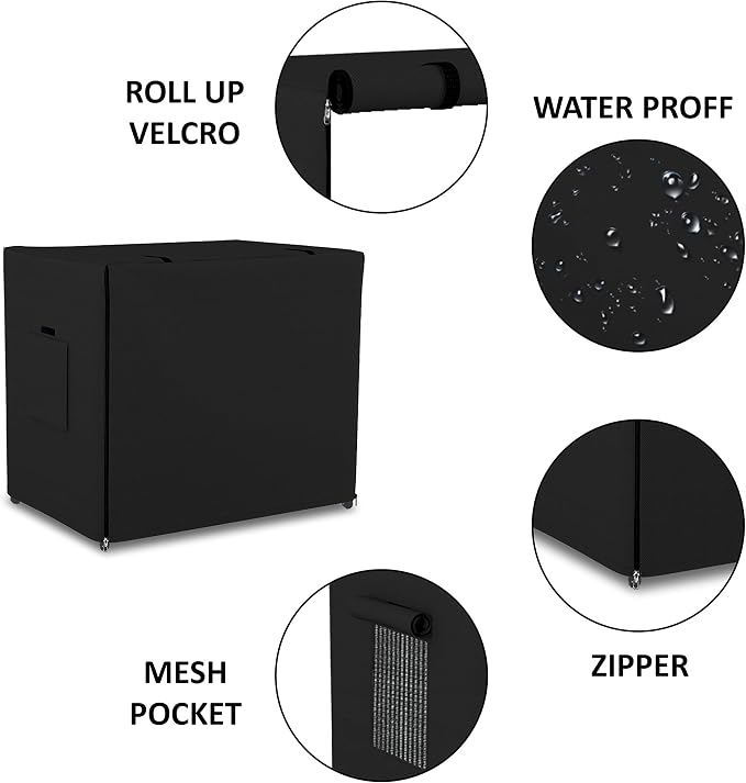 Dog Crate Cover 12 Oz Waterproof - Heavy Duty Privacy Dog Crate Cover with Mesh Pocket & Roll Up Window - Universal Fit Dog Kennel Cover (32" H x 49" W x 31" D, Black) - Image 2