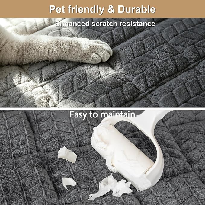 Thick Pet Couch Covers for Sofa (27.6"x59",Dark Grey) | Soft Sofa Covers for 2 Cushion Couch, Machine Washable，Non Slip Sofa Cover, Flannel Dog Pet Friendly Couch Covers Protector - Image 3