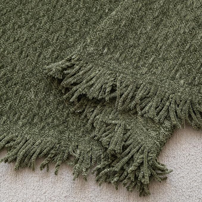 ROOMLIFE Green Sofa Cover, Vintage Boho Couch Cover for 3 Cushion Sofa, Non Slip Soft Chenille Sofa Slipcovers for Dog, Washable Furniture Sofa Protector Cover with Tassel for Living Room, 71''X150” - Image 8