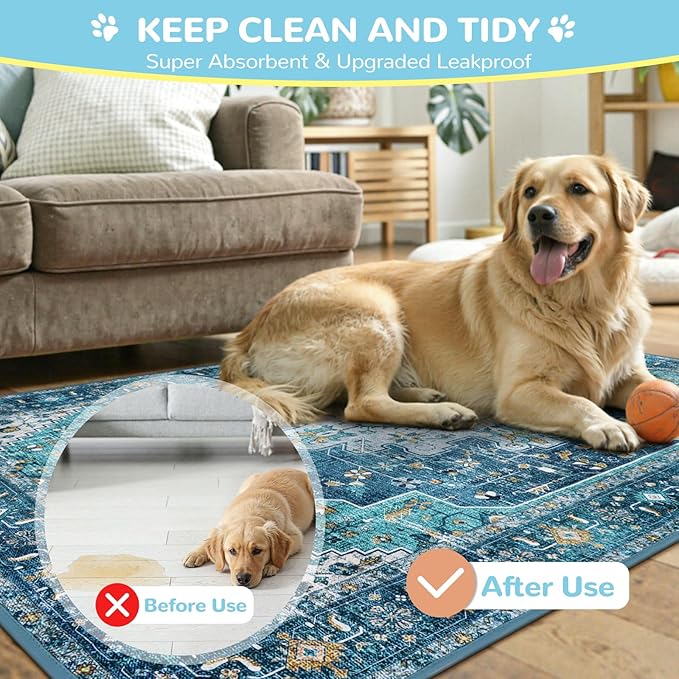 Lahome Reusable Washable Puppy Pads - 2 Pack Super Absorbent & Waterproof Dog Training Mats for Potty, Crate and Floor - Leakproof Pee Pads with Non-Slip Backing (Blue, 36"x48") - Image 2