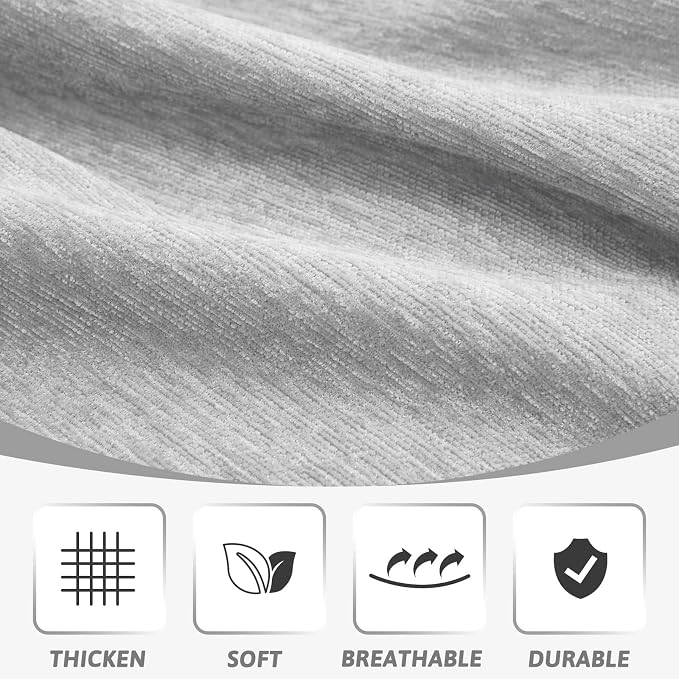 MEETSKY Grey Sofa Cushion Covers Sofa Covers Dog Couch Cover for Sofa Chenille Couch Sofa Slipcover for Pets Sofa Cover Thick Washable Sectional Slip Covers for Sofas/Couches, 91" x 150", Light Grey - Image 4