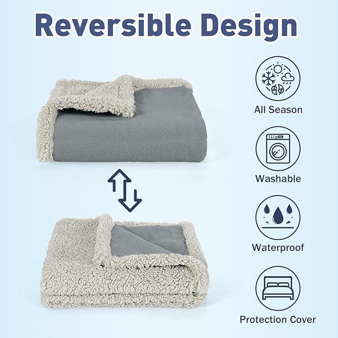 Kritter Planet Waterproof Reversible Pet Blanket for Dogs and Cats | 60 x 80 Inch, Waterproof Cover for Sofa and Bed, Washable Protection Against Fur, Dirt, Scratches and Everyday Messes - Image 2