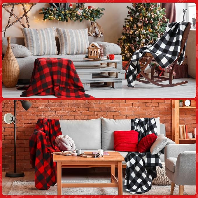 Preboun 24 Pack Bulk Christmas Soft Fleece Blankets 50 x 60 Inch Bulk Lightweight Warm Fleece Throw Blankets for Pet Bed Sofa Couch Office Wedding Gifts Travel (Plaid) - Image 5