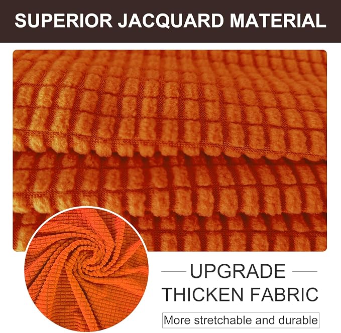 U-NICE HOME Oversized Stretch Loveseat Couch Cover, Orange | 2 Cushion Sofa, 1-Piece Sofa cover, Washable, Pet friendly, Furniture protector, Polyester Spandex Jacquard fabric - Image 4