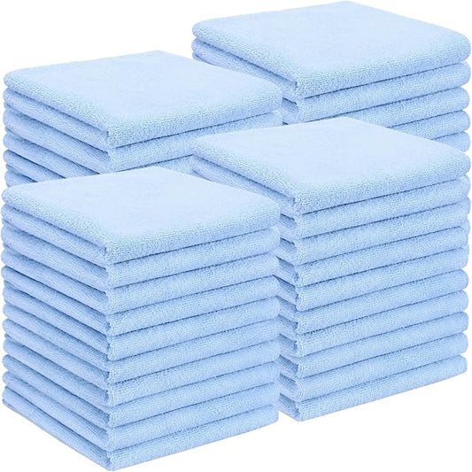 Shimeyao 40 Pack Bleach Proof Towels Microfiber Absorbent Resistant Hair Hand Towels Bulk Quick Dry for Barber Gym Spa Shaving (Light Blue,16 x 29 Inch) by Shimeyao