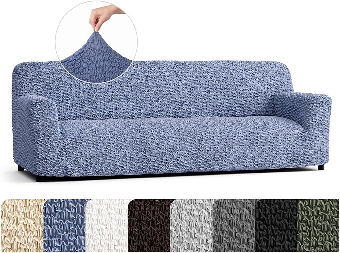 PAULTO BY GA.I.CO. Stretch Sofa Slipcovers – Soft Elastic Fabric Couch Cover for Armchair Loveseat 3-Seater & 4-Seater Sofa Cover – Non-Slip Furniture Protector Washable - Blue (86"-120" Wide) by PAULATOBYGAICO