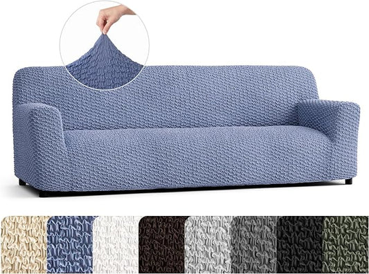 PAULTO BY GA.I.CO. Stretch Sofa Slipcovers – Soft Elastic Fabric Couch Cover for Armchair Loveseat 3-Seater & 4-Seater Sofa Cover – Non-Slip Furniture Protector Washable - Blue (86"-120" Wide) by PAULATOBYGAICO