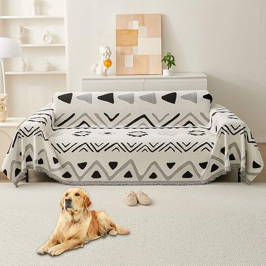 HAOMAIJIA Non Slip Couch Cover Sofa Covers for 2 Cushion Couch Washable sectional Couch Covers for Dogs pet Furniture Protector Couch Cover Blanket for Living Room (My-Black, 71"x102") by HAOMAIJIA