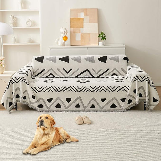 HAOMAIJIA Non Slip Couch Cover Sofa Covers for 3 Cushion Couch Washable sectional Couch Covers for Dogs pet Furniture Protector Couch Cover Blanket for Living Room (My-Black, 71"x134") by HAOMAIJIA