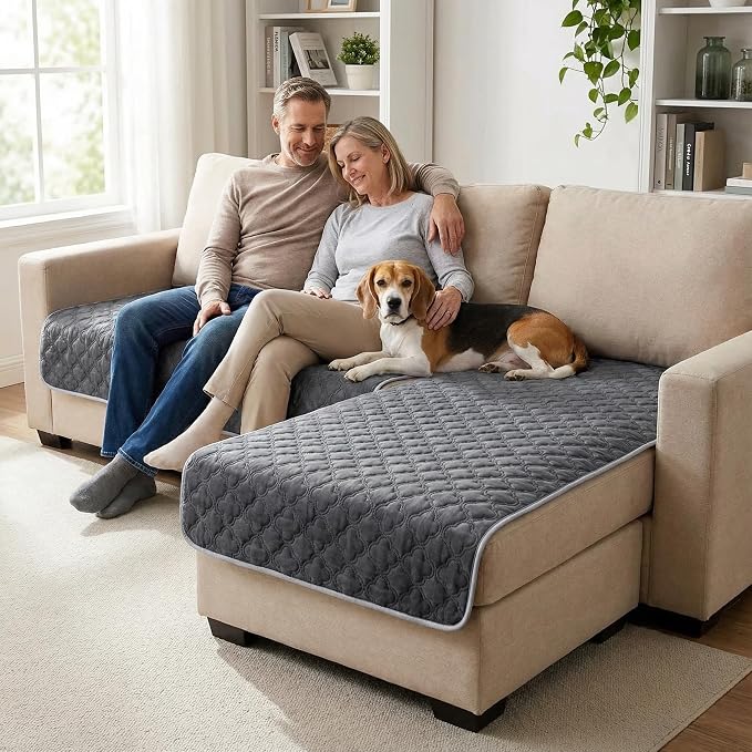 FunFurry Waterproof Dog Blanket, Couch Cover for Dogs Washable, Reversible Dog Bed Cover, Couch Furniture Protector. (Dark＆Light Grey, 40 X 50 Inch - 1 Pack) - Image 3