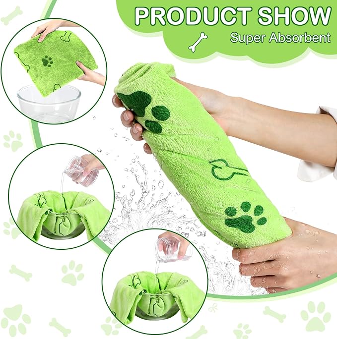 Chumia 8 Pcs Microfiber Dog Towels for Drying Dogs Cats 40 x 24 Inch Pet Towels Bulk for Large Puppy Absorbent Fast Drying Paw Bath Bathing Supplies for Pets(Dog Paw and Bone, Colorful) - Image 4