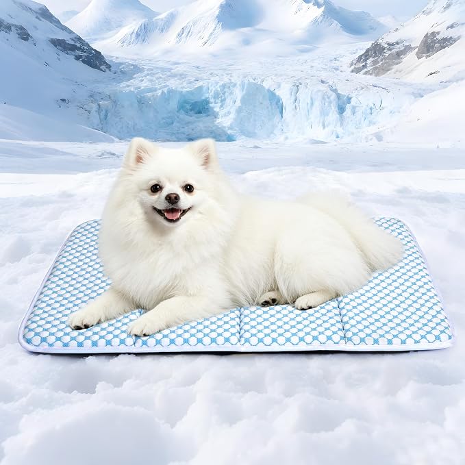 Dog Cooling Mat for Large Dogs – 24"x18" Orthopedic Memory Foam Pad for Summer, Hot Weather & Joint Relief | Washable, Non-Slip Crate Mat for Senior Dogs, Travel & Home(Blue) by ZAKAPAWS