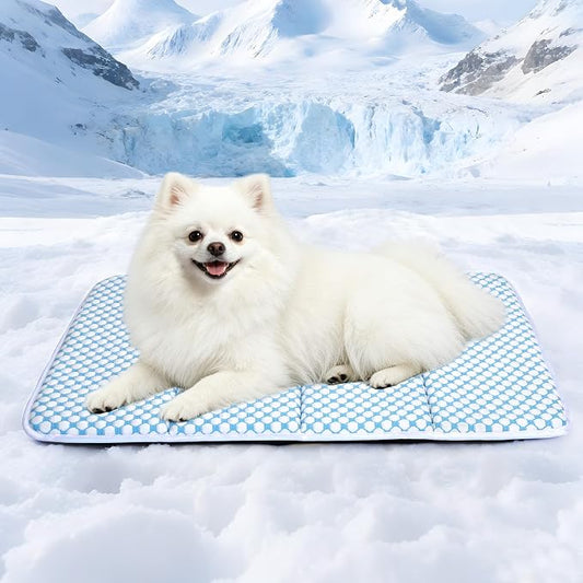 Dog Cooling Mat for Large Dogs – 24"x18" Orthopedic Memory Foam Pad for Summer, Hot Weather & Joint Relief | Washable, Non-Slip Crate Mat for Senior Dogs, Travel & Home(Blue) by ZAKAPAWS