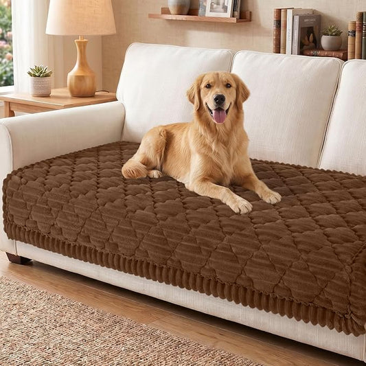 Smiry Couch Cover for Dogs Washable, Non Slip Fuzzy Pet Sofa Protector | Soft Thick Furniture Cover for Sofa, Loveseat and Sectional, Scratch & Pet Hair Resistant (Chocolate, 35.4" x 82.7") by Smiry