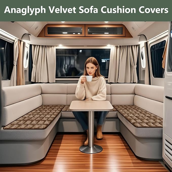 Paw Cart Couch Cover Caravan Quilted Sofa Topper Greek Key Pattern Washable Non Slip Soft Pet Protector for Any Type of Couch (Pumpkin,W 35“ x D 35” 1 Piece) - Image 2
