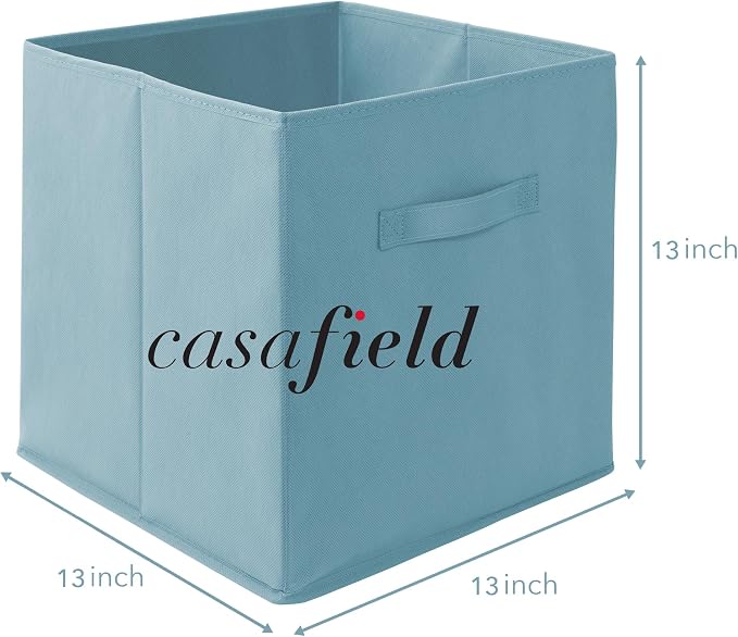 Casafield Set of 12 Collapsible Fabric Cube Storage Bins, Baby Blue - 13" Foldable Cloth Baskets for Shelves, Cubby Organizers & More - Image 7