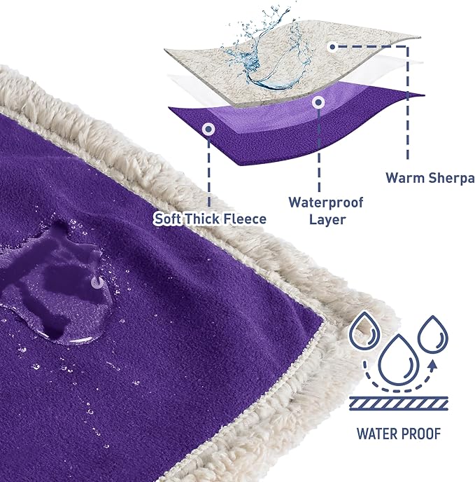 Catalonia Waterproof Blanket for Bed, Reversible Leakproof Throw | 80 x 90 Inch, Purple, Washable Protector Cover for Couch and Sofa, Stain Proof Blanket for Pets, Kids and Everyday Spills - Image 3