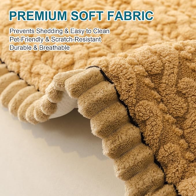 KRFOONN Couch Cover for Dogs Washable Pet Couch Covers for 2 Cushion Sofas Non-Slip Dog Sofa Protectors Cushion Covers Soft Sofa Slipcovers Cushion Protector for Pets Mat (Pattern-Khaki, 27.6" x 59") - Image 2