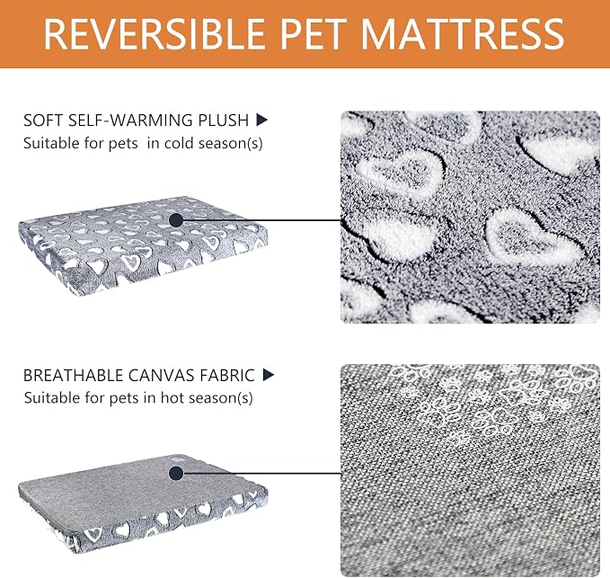 VANKEAN Reversible Cool/Warm Crate Mat Waterproof Washable Firm S-XXL Grey - Image 3