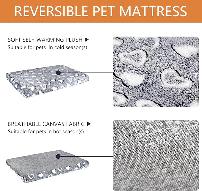 VANKEAN Reversible Cool/Warm Crate Mat Waterproof Washable Firm S-XXL Grey - Image 3