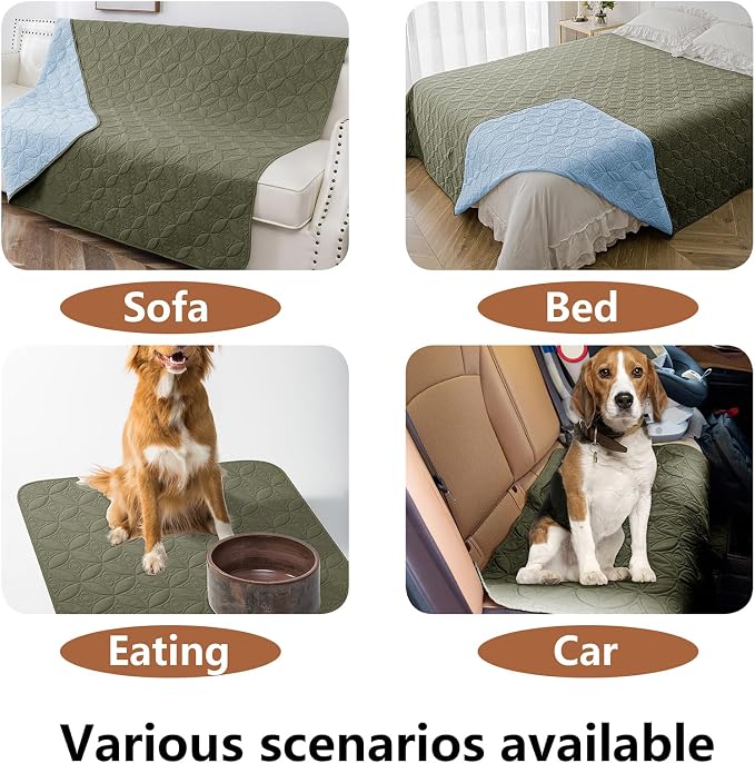Waterproof Couch Cover for Dogs - Washable Pets Furniture Protector | TPU Leak-Proof Liner, Lightweight & Reversible, Fits Chair, Sofa, Bed, 52" x 82" , Lightblue/Green - Image 6