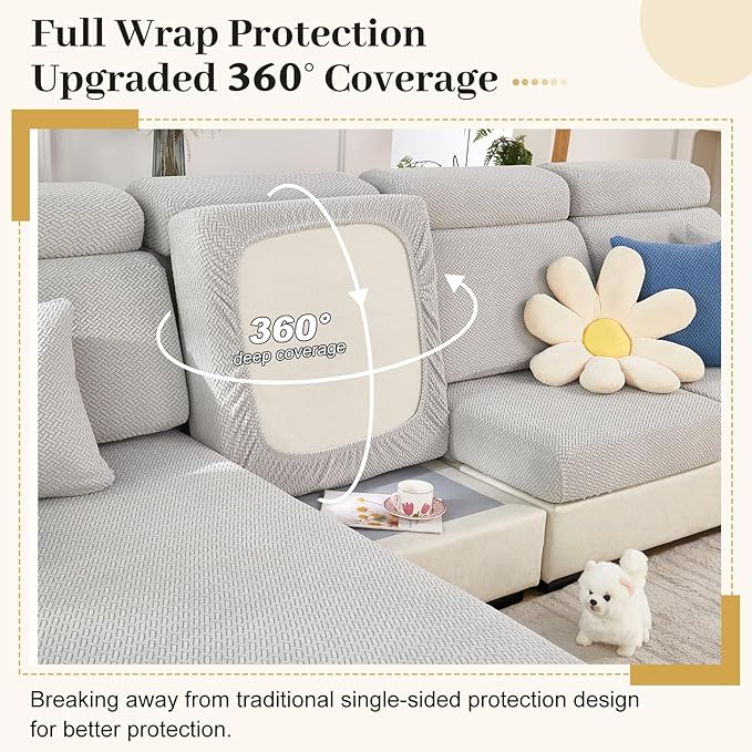 Couch Cushion Covers & Couch Cover for Sectional Sofas, Reversible Non-Slip Sofa Slipcovers, Washable Pet Proof Home Decor Protector (Orgen, Large Single Seat Cover) - Image 5