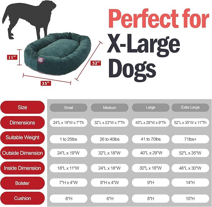 Majestic Pet 52-Inch Calming Donut Dog Bed – XL Washable Round Pet Bed with Micro Velvet – Orthopedic Spine Support for Head & Neck – Soft Fluffy Cuddler for Extra Large Dogs, 52x35x11, Marine - Image 3