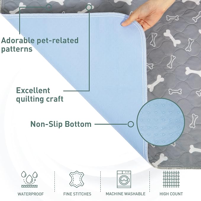 Eterish Reusable Washable Pee Pads for Dogs Small/Large/Extra Large 18'' x 24'' 2 Pack, Absorbent Pet Puppy Dog Training Pads Non-Slip, Waterproof Whelping Potty Pads for Dogs Leak-Proof - Image 3