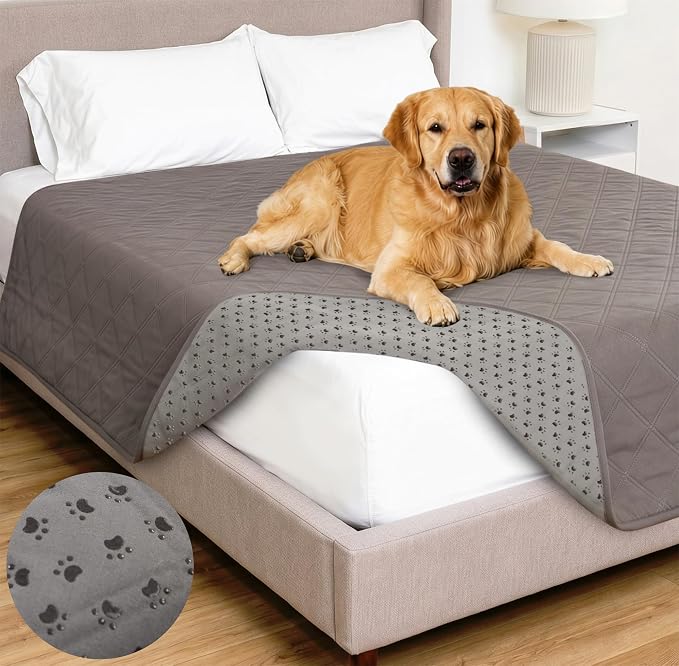 GORILLA GRIP® Waterproof Dog Blanket, 82x82, Leakproof Couch Cover for Dogs, Silicone Grip Backing, Protects Sofa, Sectional, Bed, Crate, Car & RV, Tear-Resistant Washable Senior Pet Blanket, Charcoal by Unknown
